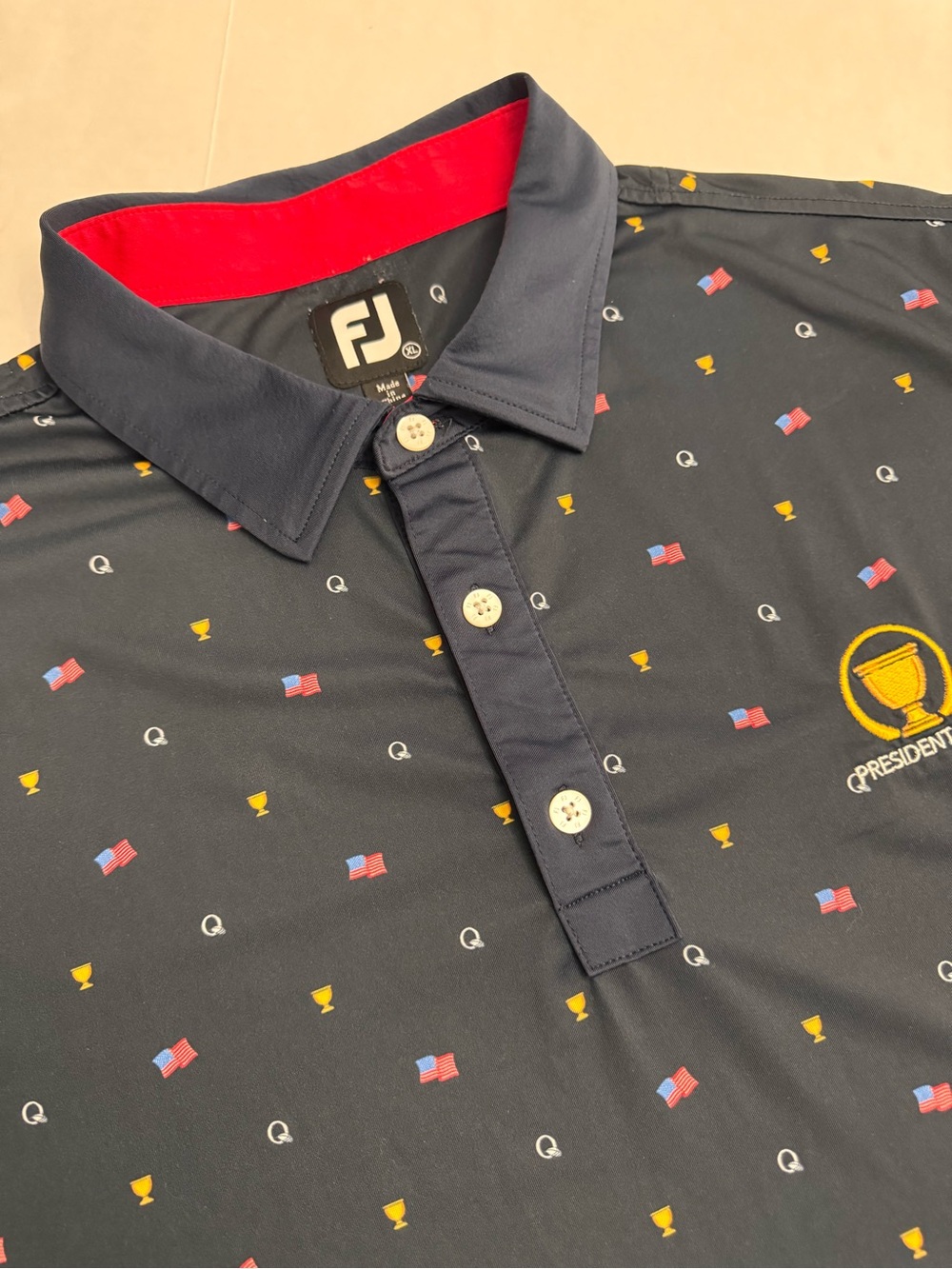 FootJoy Men’s Presidents Cup Golf Polo Shirt Navy Size XLarge